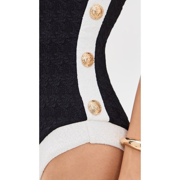 L'AGENCE Tory Colorblock Chic Bandeau One Piece Swimsuit in Black Small New - Picture 13 of 16